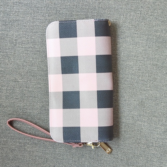 Pink & Black Checkered MKF Wallet, NWOT - Picture 3 of 4